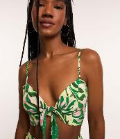 Blusa Cropped em Viscose Dupla Face com Estampa de Folhagem - 1