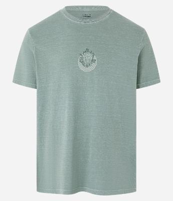 Camiseta Comfort em Algodão Estonado com Estampa de Estátua