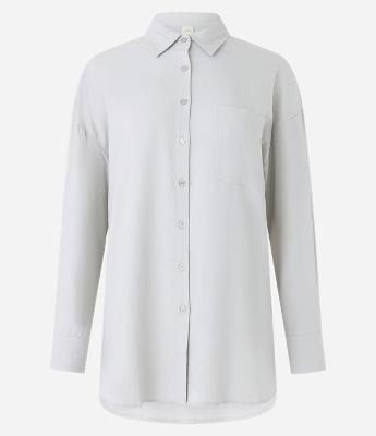 Camisa Alongada em Viscolinho com Abotoamento