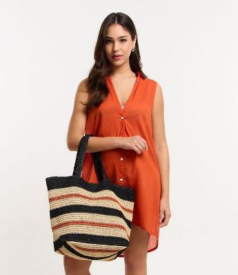 Bolsa de Praia em Palha Listrada
