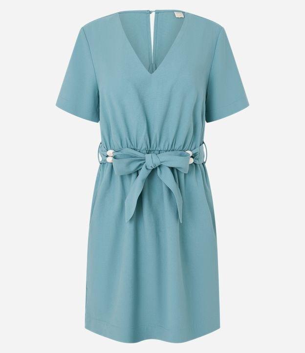 Vestido Curto em Viscose com Cinto Tecido com Miçangas - 1