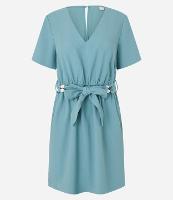 Vestido Curto em Viscose com Cinto Tecido com Miçangas - 1