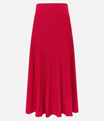 Saia Evasê Midi em Tricô com Fio Metalizado