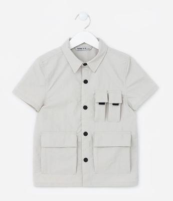 Camisa Infantil com Bolsos e Lapela - Tam 5 a 14 Anos