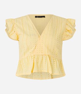 Blusa Sem Manga em Laise com Babado na Cava