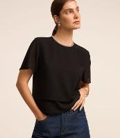 Blusa em Crepe com Brilho na Gola Redonda - 2