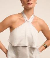 Blusa Frente Única com Gola Halter de Laço - 2