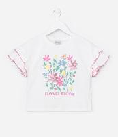 Blusa Curta Infantil com Babadinhos e Estampa Floral - Tam 5 a 14 Anos - 1