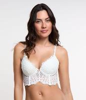 Sutiã Alongado Bojo Oco e Tule Bordado com Florzinha no Centro - 1