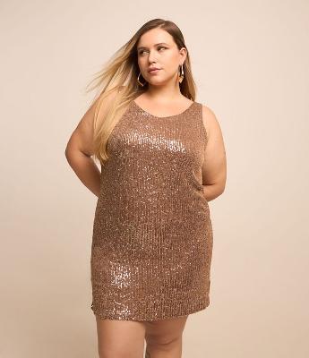 Vestido Curto em Paetê com Alças Médias Curve & Plus Size