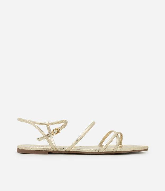 Sandãlia Rasteira em PU com Bico folha e Tiras - 1