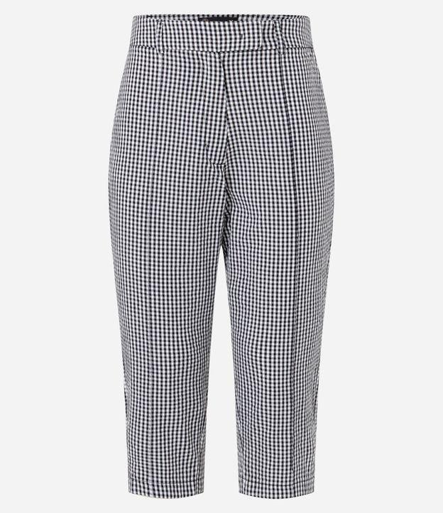 Calça Capri em Tricoline com Estampa Xadrez Vichy - 1