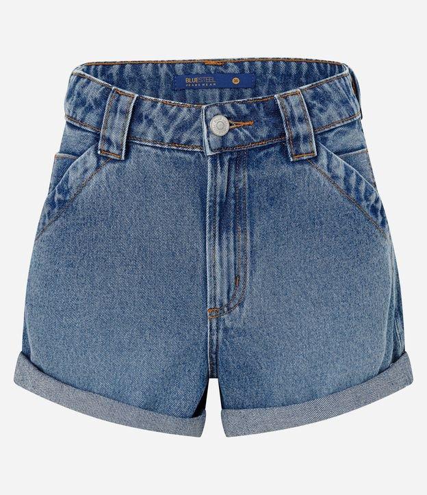 Short Mom Jeans com Bolso Faca e Barra Dobrada - 1