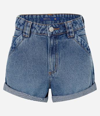 Short Mom Jeans com Bolso Faca e Barra Dobrada