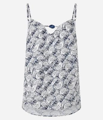 Blusa de Alça em Viscose com Conchas Estampadas