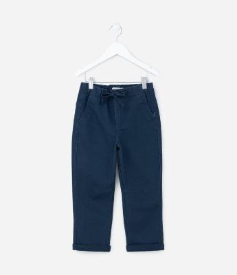 Calça Slim Infantil em Sarja com Barra Dobrada - Tam 5 a 14 Anos