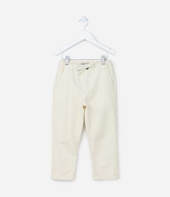 Calça Slim Infantil em Sarja com Barra Dobrada - Tam 5 a 14 Anos