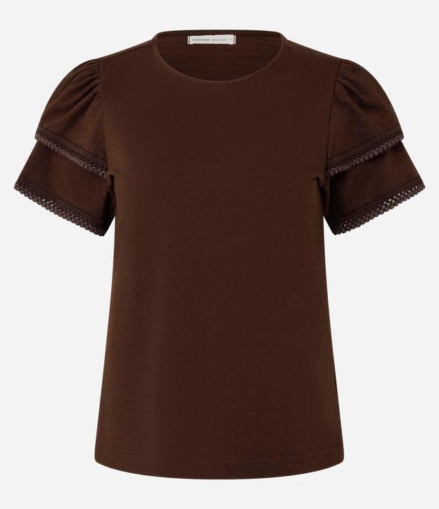 Blusa em Algodão com Babado na Manga e Detalhe Efeito Crochê - 2