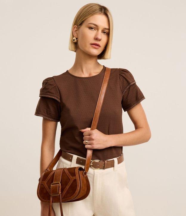 Blusa em Algodão com Babado na Manga e Detalhe Efeito Crochê - 3