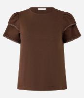 Blusa em Algodão com Babado na Manga e Detalhe Efeito Crochê - 1