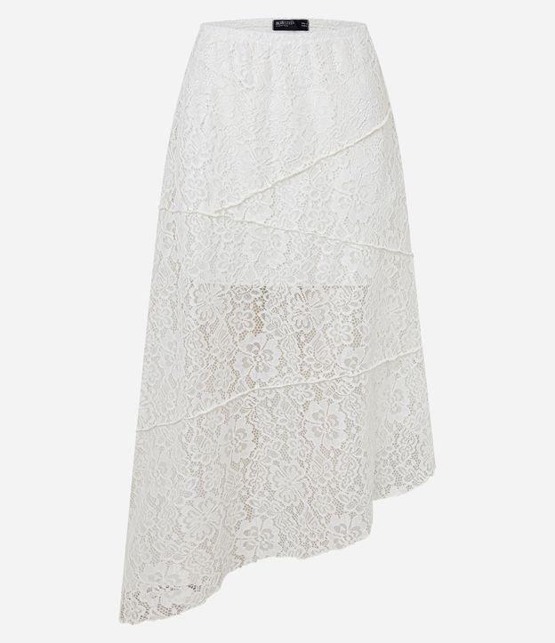 Saia New Midi em Renda com Forro e Barra Assimétrica - 1