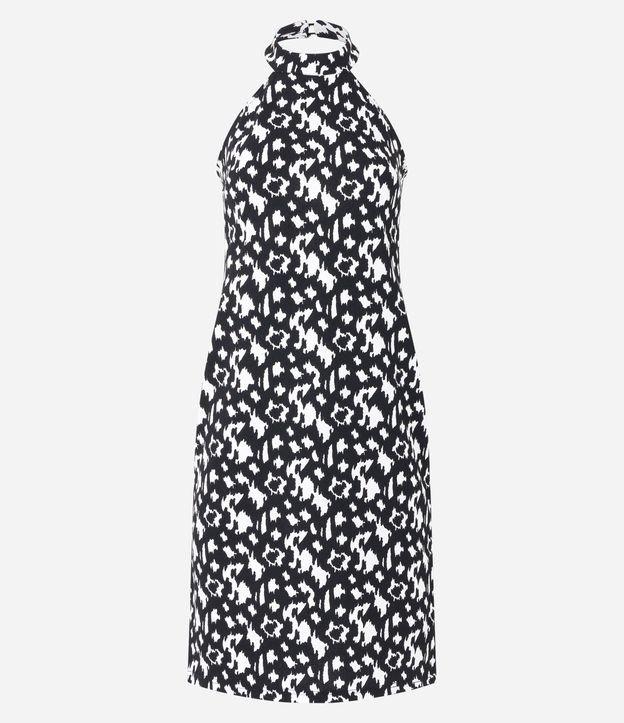 Vestido Curto Sem Manga em Crepe com Estampa Abstrata - 1