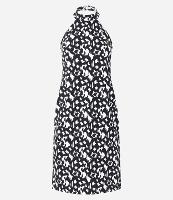 Vestido Curto Sem Manga em Crepe com Estampa Abstrata - 1