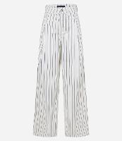 Calça Wide Leg em Sarja com Listras e Pregas - 1