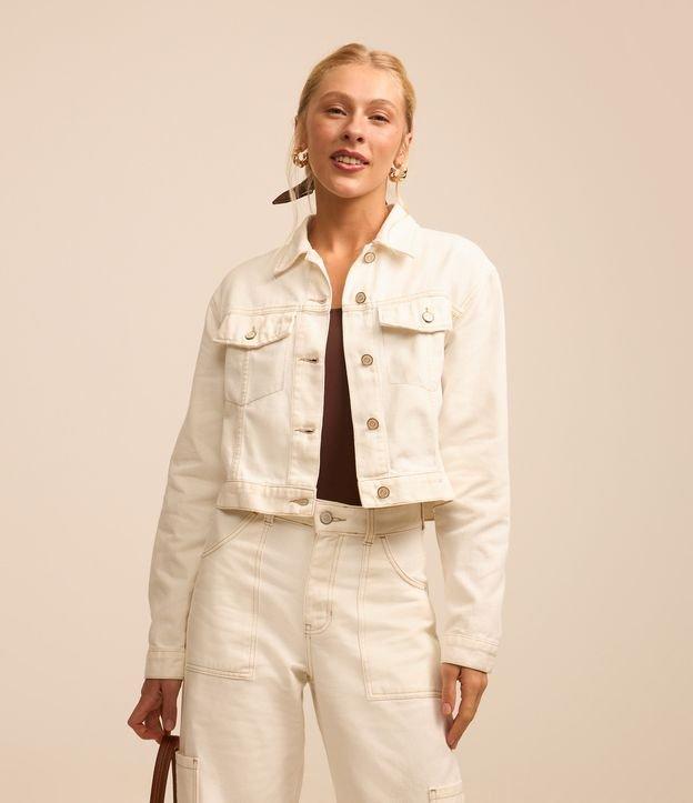 Jaqueta em Sarja com Botões e Bolsos no Peito - 1