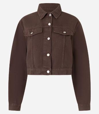 Jaqueta em Sarja com Botões e Bolsos no Peito