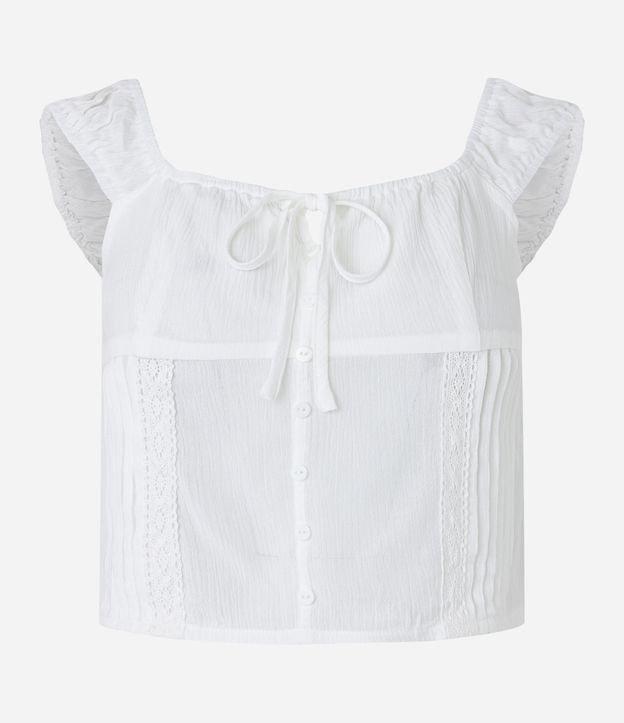 Blusa em Viscose com Amarração e Entremeios - 1