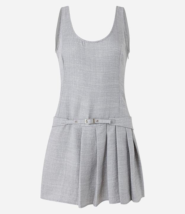 Vestido Curto em Crepe Airflow com Cinto Fivela e Saia Drapeada - 1