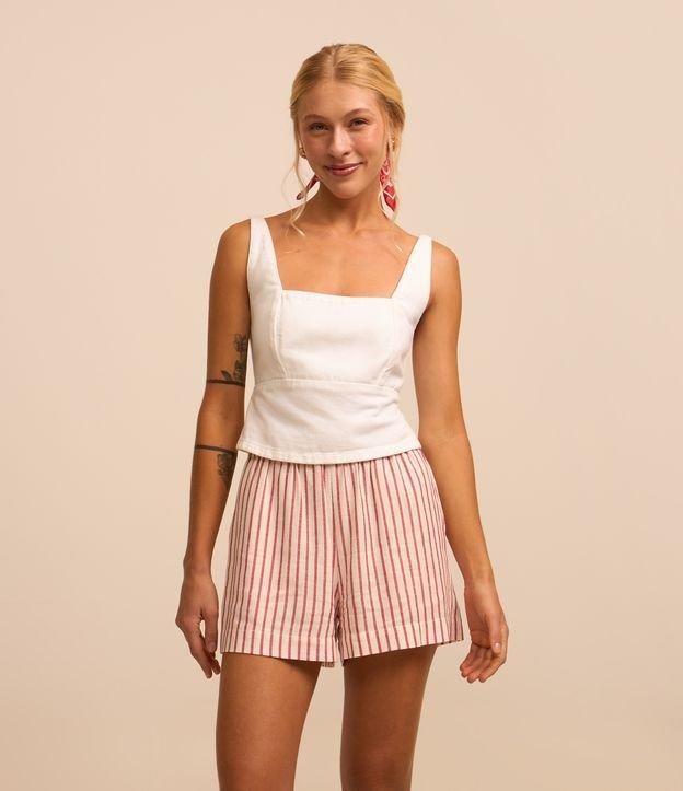 Blusa Cropped em Sarja com Amarração nas Costas - 2