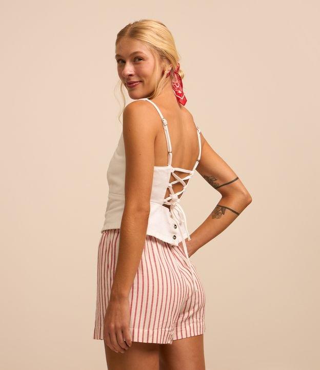 Blusa Cropped em Sarja com Amarração nas Costas - 3