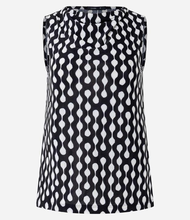 Blusa Sem Manga em Microfibra com Estampa Geométrica - 1