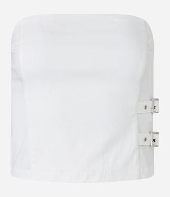 Blusa Tomara que Caia em Bengaline com Fivelas nas Laterais