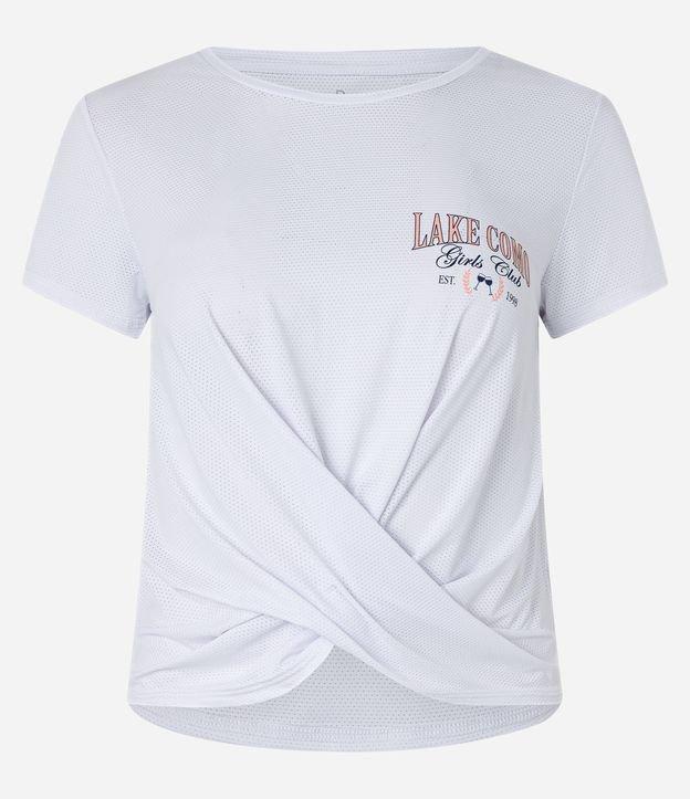 Camiseta Esportiva em Microfibra com Barra Transpassada e Estampa no Peito - 1
