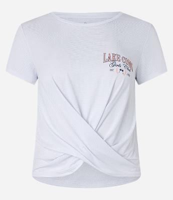 Camiseta Esportiva em Microfibra com Barra Transpassada e Estampa no Peito