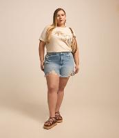 Short Boyfriend em Jeans com Puídos Curve & Plus Size - 1