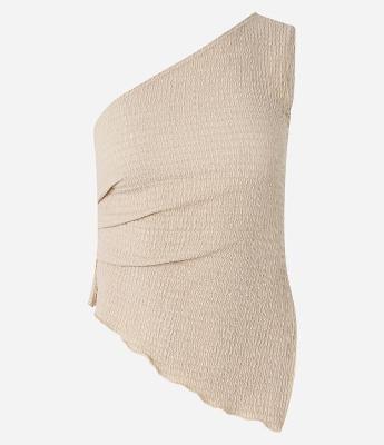 Blusa Texturizada com Um Ombro Só e Barra Assimétrica