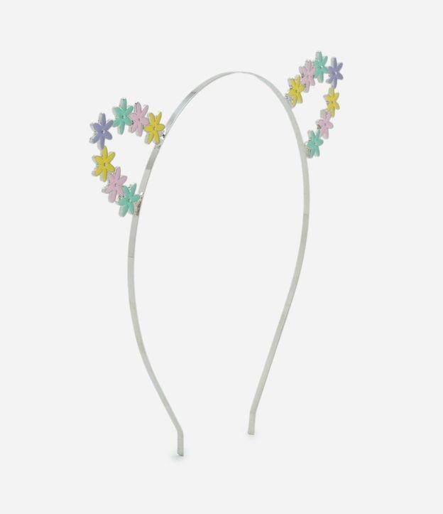 Tiara de Cabelo Infantil com Orelhinhas e Flores - Tam U - 1
