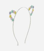 Tiara de Cabelo Infantil com Orelhinhas e Flores - Tam U - 1