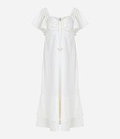 Vestido New Midi em Linho com Babados e Miçangas - 1