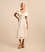 Vestido New Midi em Linho com Babados e Miçangas - 2