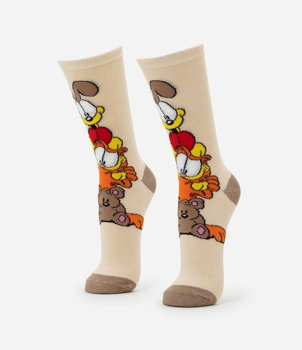 Meia Cano Alto com Estampa do Garfield e Odie - 1
