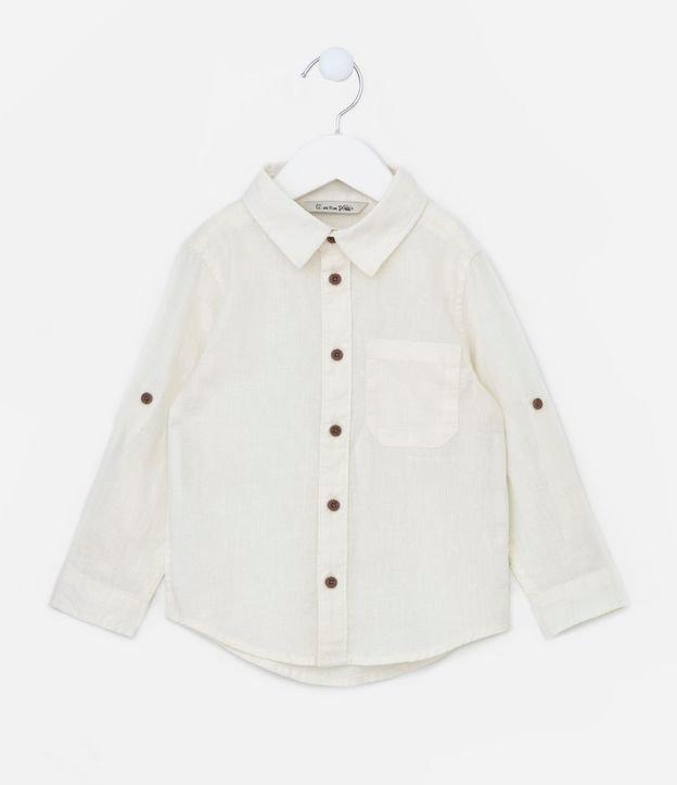Camisa Infantil Linho com Bolsinho e Botões - Tam 1 a 4 Anos - 1