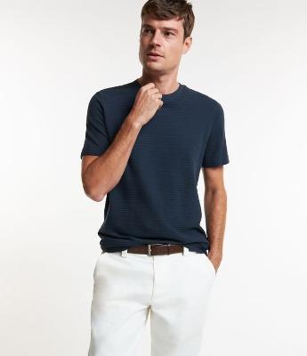 Camiseta em Algodão com Textura Horizontal