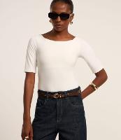 Body em Poliamida com Decote Canoa e Manga 3/4 - 2