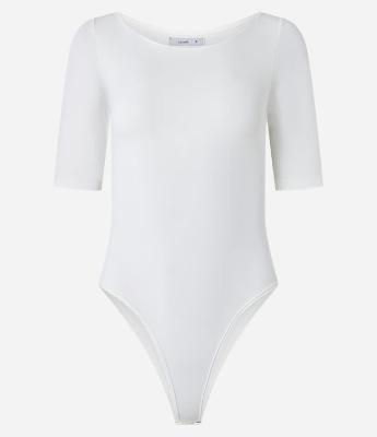 Body em Poliamida com Decote Canoa e Manga 3/4