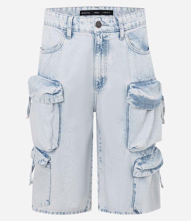 Bermuda Baggy em Jeans com Multi Bolsos - 1